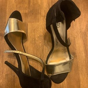Cato Black and Gold Strap Heels